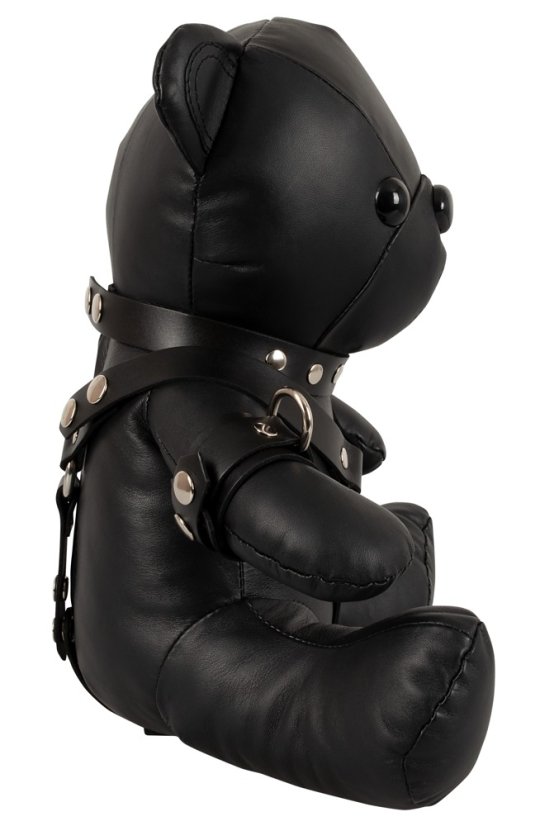 Kožený BDSM medvedík - čierny postroj - gb17039