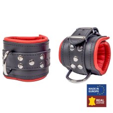 Leather Handcuffs "The Red" Black-Red (Padded) - gb13123