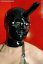 Latexová maska s dildem - la3298 (černo-červená)