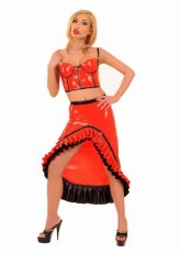 Dlouhá latexová sukně s dvojitým řasením