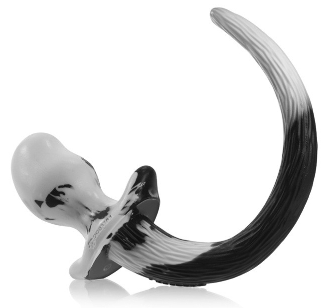 Anal Plug - Dog Tail OB Black and White L (11.5 x 6 cm) - gb27679