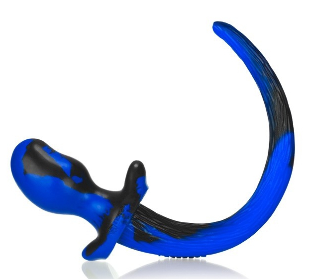 Anal plug - dog tail OB black-blue XL (12 x 7 cm) - gb10898