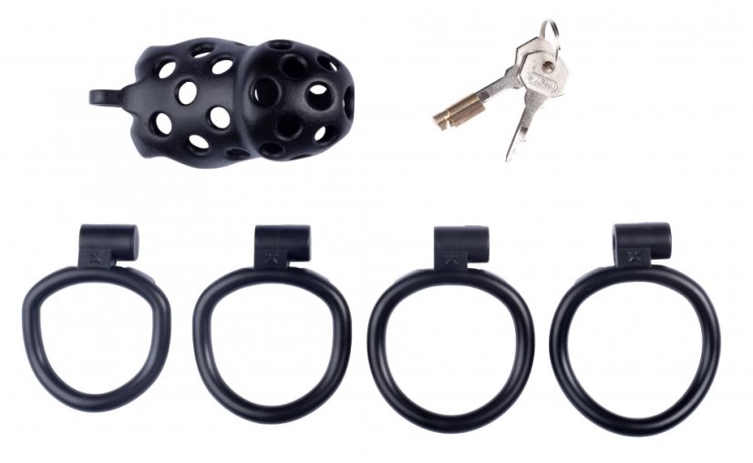 Čierny pás cudnosti pre mužov - dierkované prevedenie, veľkosť L - obsah balenia