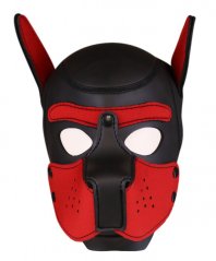 Neoprenová psí maska černo-červená