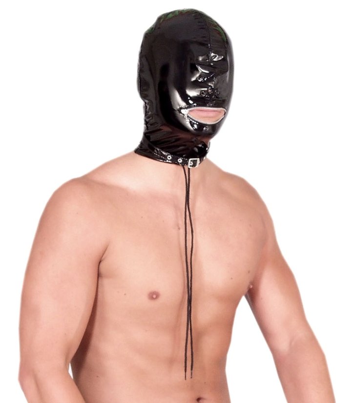 Laková maska so zipsom cez ústa