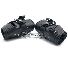 Massive leather hanging handcuffs