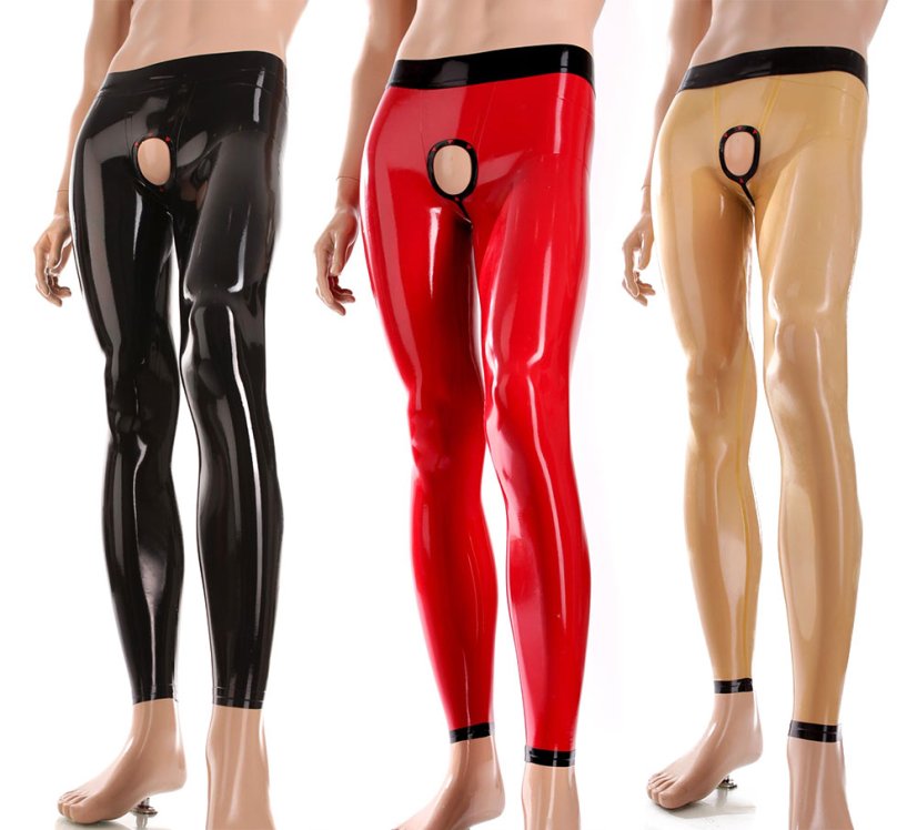 Pánske latexové legíny s rafinovanými otvormi
