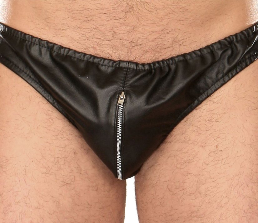 Pánske kožené slipy so zipsom