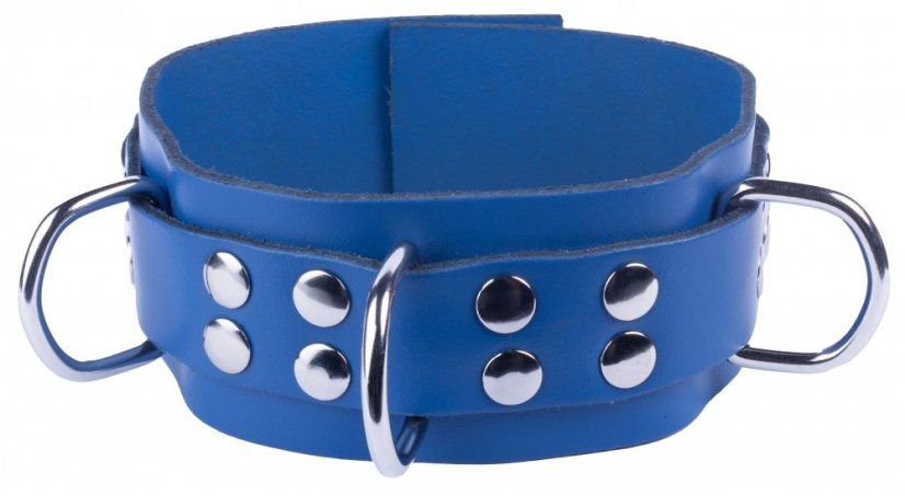 Kožený obojok "The Red" modrý