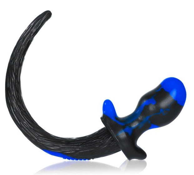 Anal plug - dog tail OB black-blue XL (12 x 7 cm) - gb10898