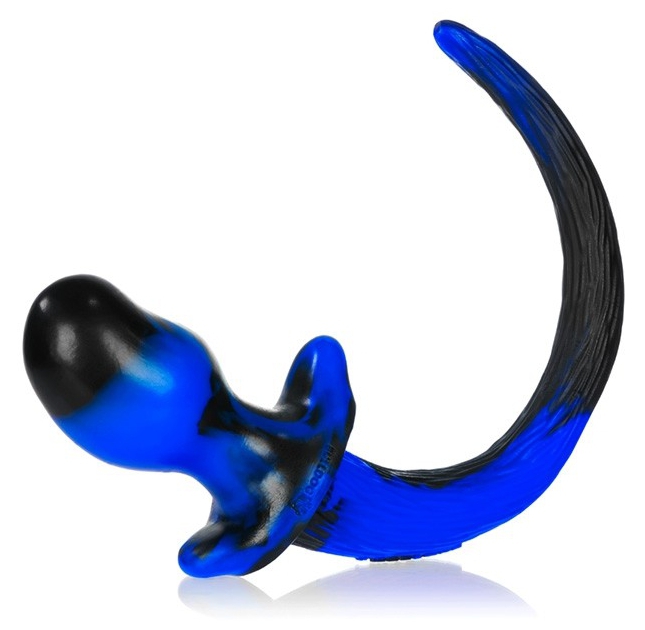 Anal plug - dog tail OB black-blue XL (12 x 7 cm) - gb10898