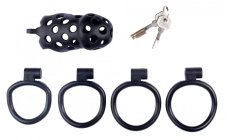 Čierny pás cudnosti pre mužov - dierkované prevedenie, veľkosť XL - obsah balenia