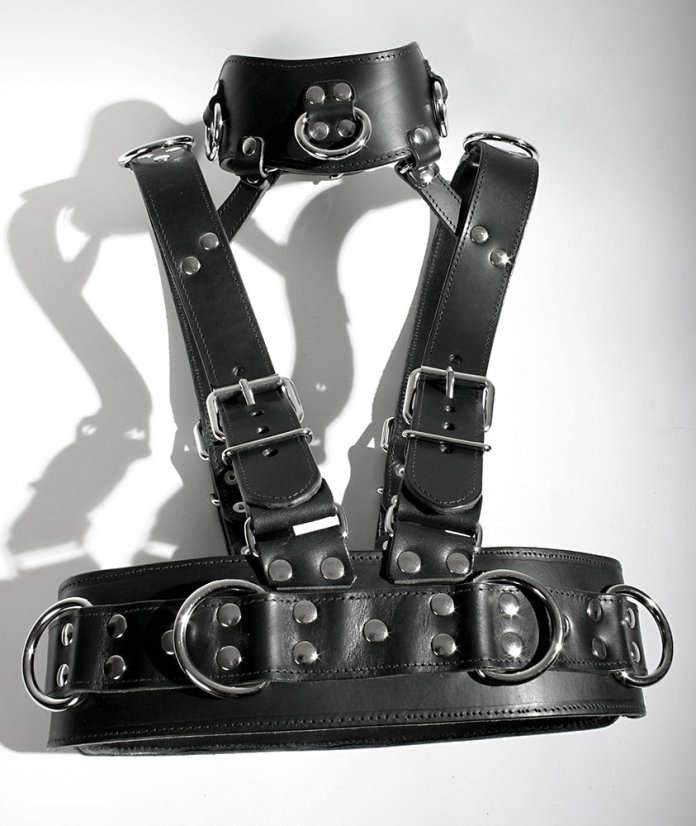 Masívny postroj zo silnej kože - detail.