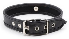 Úzký obojek s decentním kovovým kroužkem - pohled zezadu