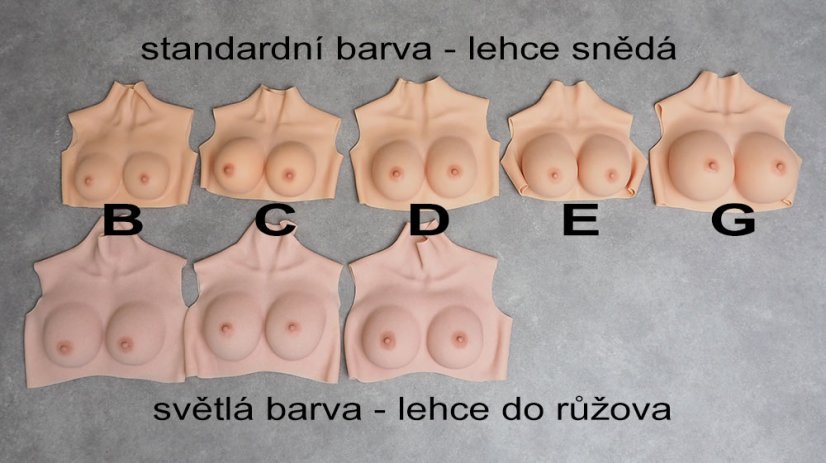 Silikónové prsia - prehľad veľkostí a farieb