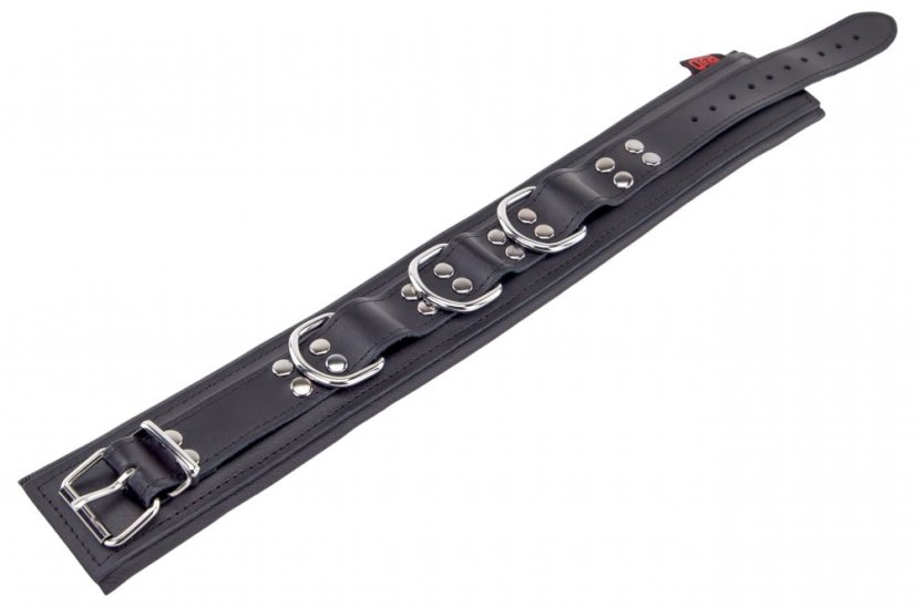 Kožený obojok "The Red" čierny (polstrovaný)