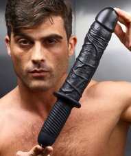 Čierny vibrátor s rukoväťou - XL Violator 23 x 5 cm - gb31307