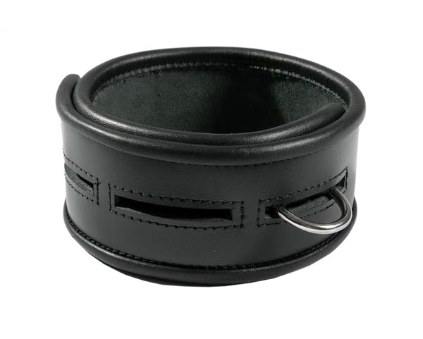 Kožený obojok na suchý zips s jedným D-krúžkom - detail