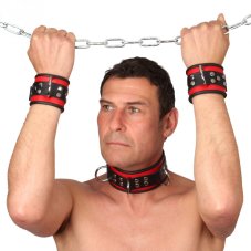 Leather Handcuffs "The Red" Red and Black - gb29462
