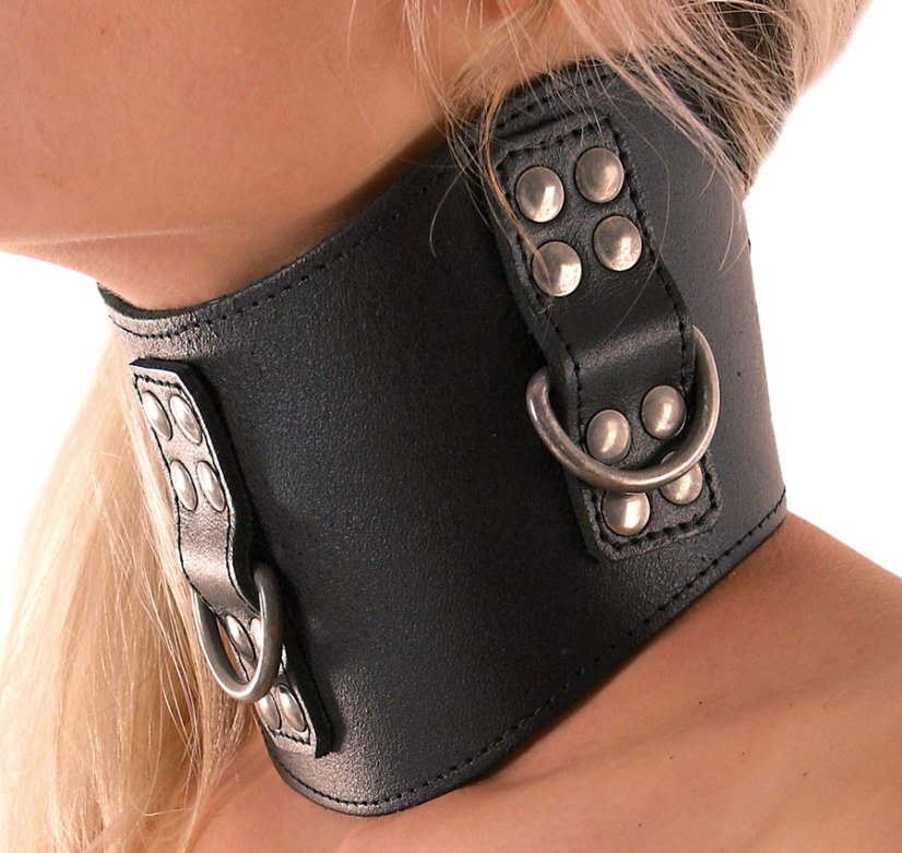 Široký tvarovaný kožený obojok