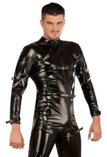 Pánsky lakový catsuit s remienkami - detail