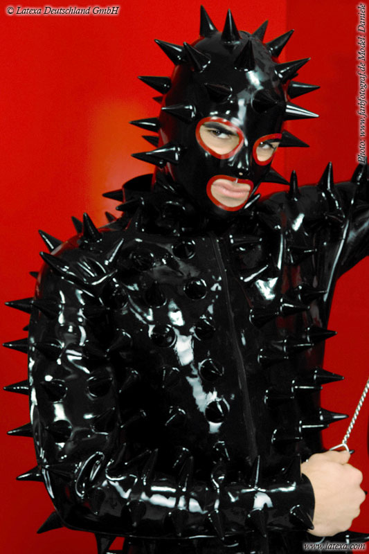 Latexový catsuit "Heavy Rubber" s hrotmi - kombinácia s maskou