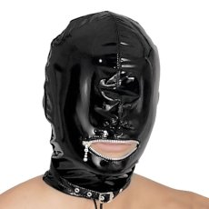 Laková maska so zipsom cez ústa - detail