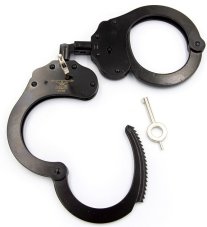 Professional metal handcuffs in black color
