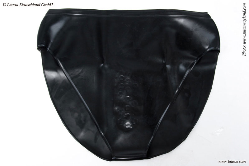 Latexové nohavičky s dráždivými výstupkami v rozkroku - detail