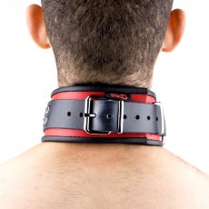 Kožený obojok "The Red" červeno-čierny s lemovaním