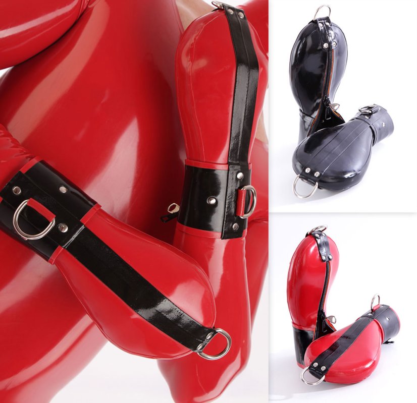 Latexové bondážní rukavice s uzamykatelnými zipy