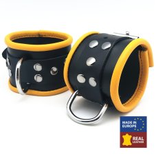 Leather Hand Restraints "The Red" Black-Yellow - gb29360