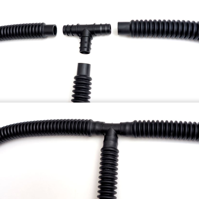 Plastová T-spojka pro gumové hadice a vaky