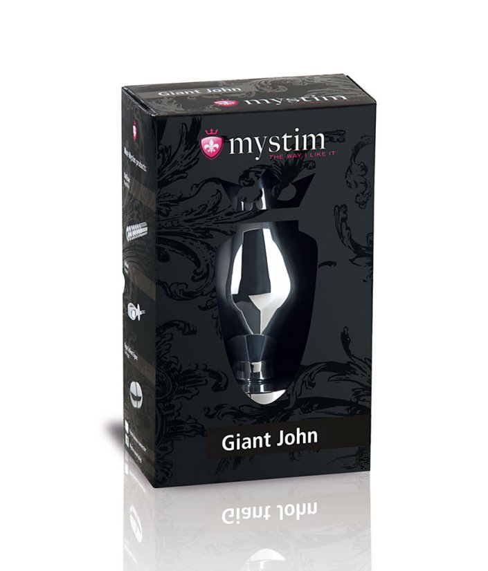Metal anal plug for electrosex - Giant John XXL - packaging