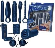 Deväťdielna sada erotických pomôcok v perleťovo modrom prevedení