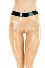 Women's latex leggings with camel toe effect - detail