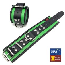 Leather Hand Restraints "The Red" Green-Black - gb29465