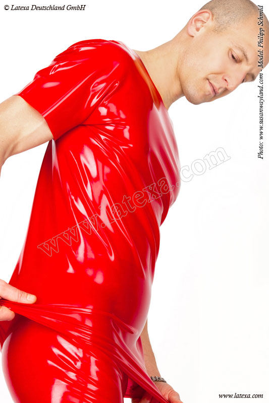 Jednoduché latexové tričko s krátkym rukávom - červené