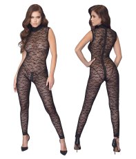 Sleeveless patterned fishnet catsuit