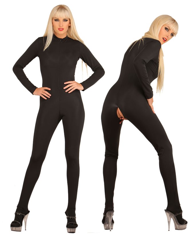 Elastický catsuit s chodidlami a stojáčikom pri krku