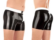 Luxusní latexové kraťasy s bílým pruhem v pase