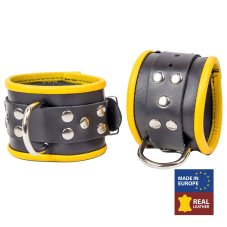 Leather Ankle Cuffs "The Red" Black-Yellow - gb30077
