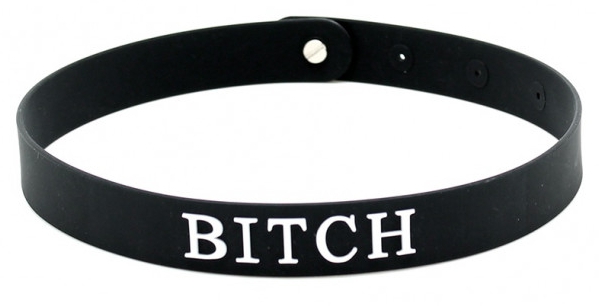 Silikónový obojok s nápisom BITCH