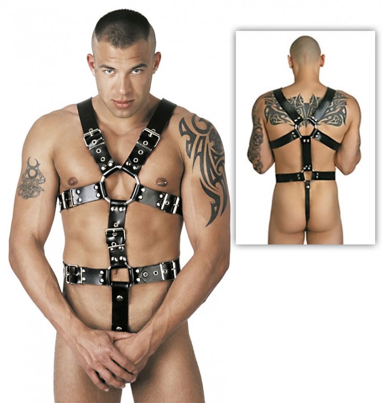 Pánský gumový postroj pro BDSM a bondage