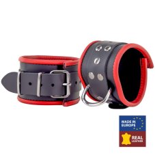 Leather Ankle Cuffs "The Red" Black and Red - gb14974