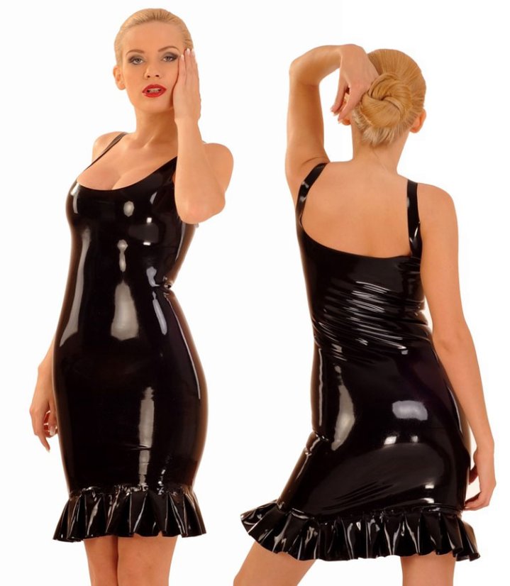 Latexové minišaty s riasením