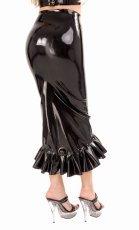 Dlouhá latexová sukně s řasením - pohled zezadu