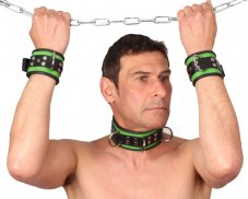 Leather Hand Restraints "The Red" Green-Black - gb29465