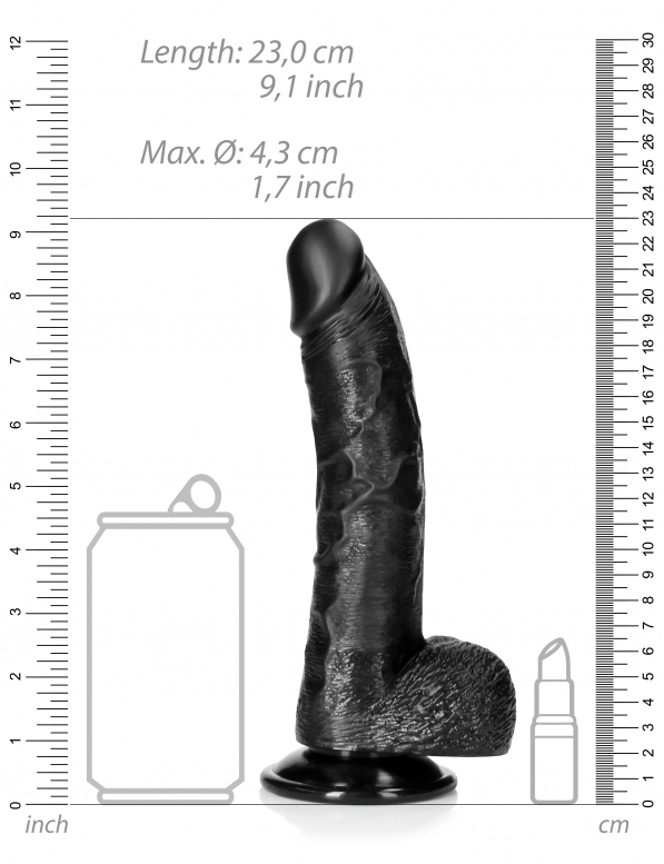 Curved Dildo RealCock 17 x 4,3 cm Black - gb44399