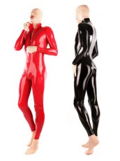 Pánsky latexový catsuit s predným zipsom